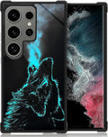 for Samsung Galaxy S24 Ultra Case, Blue Breathing Wolf Pattern Graphic Design Girl Boy Soft Silicone Hard Acrylic Shock Protection for Samsung Galaxy S24 Ultra