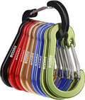 Booms Fishing CC5 Multi-Use Carabiner Clips, 10 Pack 2.3"/ 3.1" Caribeener Clips, Mini Keychain Caribeaner Clip, Aluminum D Ring Carabiners