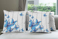 Ambesonne Butterflies Throw Pillow Cushion Case Pack of 4, Blue and White Butterflies on Wooden Background Timber Wall Rustic Life, Modern Accent Double-Sided Digital Printing, 18", Grey White
