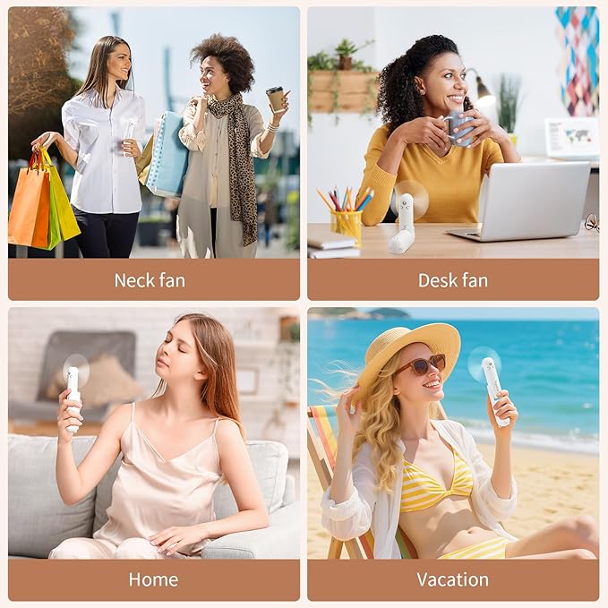 Mini Portable Handheld Fan,USB Rechargeable 3 IN 1 Personal Cooling Fans,Small Foldable Pocket Fan with LED Flashlight for Travel & Emergency Essentials,Outdoor White