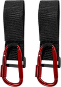 2 PCS UTV Hook for Hanging Headsets, Aluminum Alloy Stroller Carabiner Clips with Adjustable Strap, Multipurpose Roll Cage Hooks for Motorcycle Dirt Bike Scooter Owners (Red)