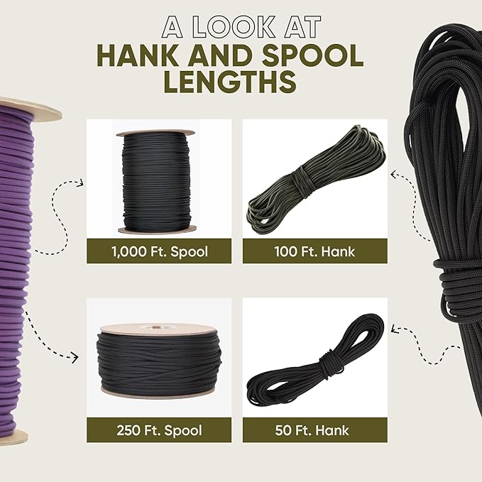 The Paracord Store | Type III 550 Paracord - 1000 FT Spool, Caribbean Blue | Heavy Duty 7 Strand Tactical Paracord - USA Made Nylon Outdoor Parachute Cord for Camping, Fishing & More - Survival Cord