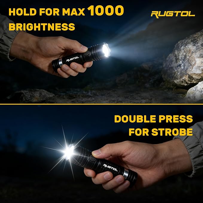 Rugtol Headlamp, USB C Rechargeable Battery Powered Head Lamp LED Flashlight with Clip Magnetic Base, 1000 Lumens Zoomable Aluminum Headlamp IPX4 Waterproof for Hard Hat Working Running Hiking