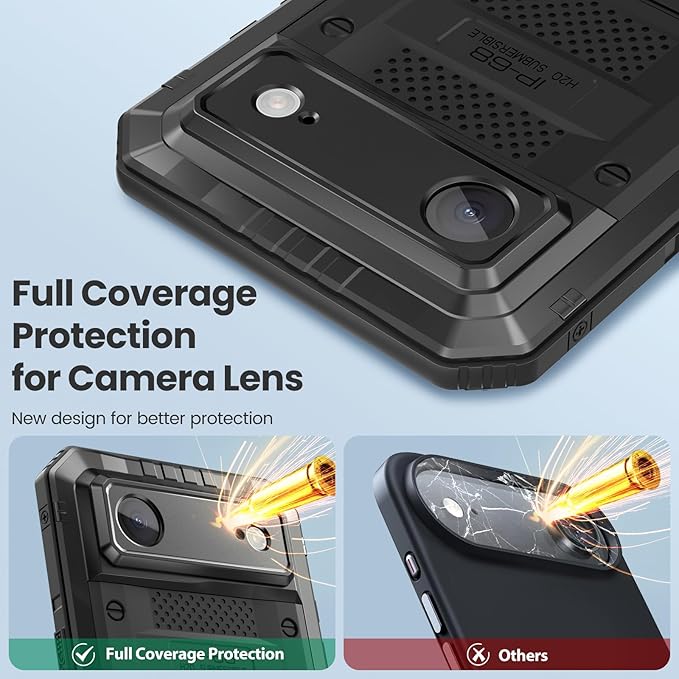 Mitywah Waterproof Case for iPhone Air, Military Grade Rugged Metal Case with Built-in Screen Protector, Heavy Duty Full Body Shockproof Protective Cover for 17 Air 6.5 inch, Black
