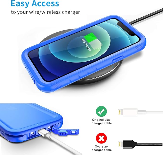 SPORTLINK Compatible with iPhone 12 Pro Max Waterproof Case - Full Body Shockproof Dustproof Phone Screen Protector Rugged Cases for iPhone 12 Pro Max 6.7 Inches Blue