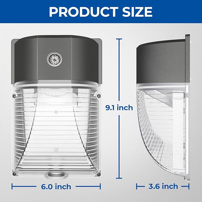 CINOTON 26W LED Wall Pack Light with Dusk to Dawn Sensor, 3000LM [100-277Vac] LED Wall Lights IP65 Waterproof Outdoor Security Flood Lighting for Garage Warehouse Garden 5000K-Daylight 2 Pack