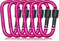 6 Pack Small Locking Carabiner, 3 Inch Aluminum D-Shape Snap Hook with Screw Gate for Hiking, Camping, Fishing&Backpack(Not for Climbing)