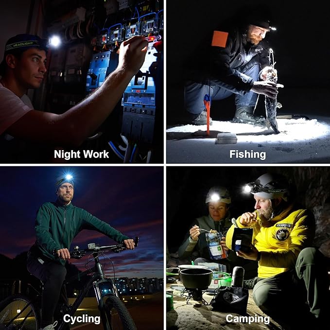3Pack Rechargeable Headlamp Super Bright, 99000 Lumens LED Head Lamp with 3 Modes, 90°Angle & Adjustable Focus Head Lights for Forehead, IPX6 Waterproof HeadLamps for Adults Camping Hiking