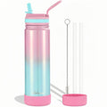 Insulated Stainless Steel Water Bottle with Straw, Ceramic-Lined, BPA-Free & Leak-Proof, 24 oz, Guava
