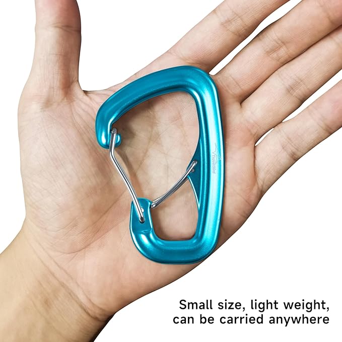 Heavy Duty Carabiner Clip Hook 8KN (1763 lbs), 2 PCS Ultra-Light Aluminum Caribeaners with Double Door D Ring Shape, for Hammock, Camping, Hiking, Backpacking, Dog Leash, Keychain Clip