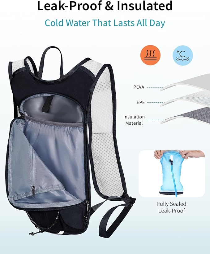 ECOHUB Hydration Backpack with 2L Water Bladder, Lightweight Running Hydration Pack for Men Women, Breathable Hiking Cycling Backpack for Outdoor Sports Marathon Travel