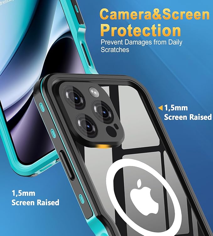 for iPhone 16 Pro Max Case Waterproof | Shockproof Dust Proof Phone Case Cover with Screen Protector for iPhone 16 Promax - Blue