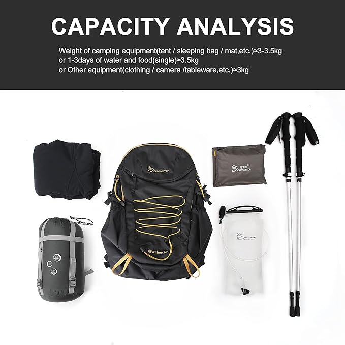 MOUNTAINTOP Hiking Backpack,30L Camping Backpack, Men Women Hiking Daypack Lightweight Travel Backpack for Climbing(Black)