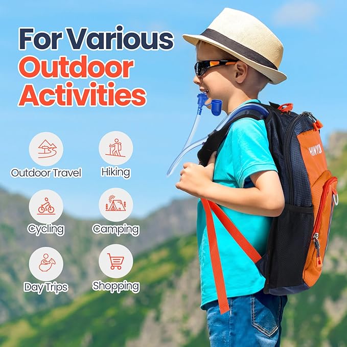 Shinylin 2 Pcs Kids Hydration Backpack with 1.5L Water Bladder Lightweight Kids Hiking Backpack Water Rucksack for Boys Girls Climbing Running