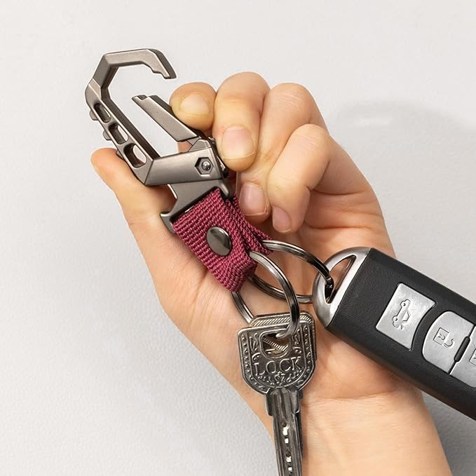 Heavy duty key chain,bottle opener function car keychains,versatile metal snap hook carabiner clip and 2 key rings