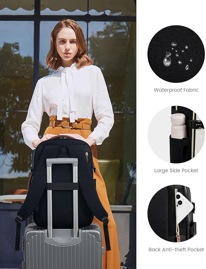 LOVEVOOK Travel Backpack For Women Flight Approved, 50L Carry on Backpack for Airplanes, Personal Item Travel Bag for Airplanes Fits 18 Inch Laptop, Business Weekender Overnight Daypack with 3 Cubes