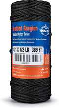 HONGDA #21 Braided Bank Line Twine, Braided Nylon String, 389 Feet Bank Line, Black Tarred String for Gardening, Construction, Gear Tying, Jungle Survival
