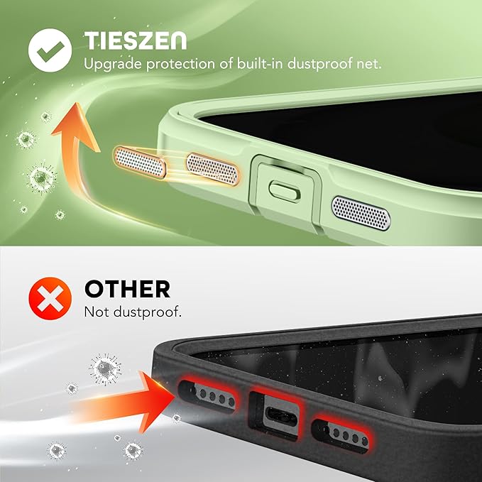 TIESZEN for iPhone 15 Case, Compatible with MagSafe, Built-in Privacy Screen Protector and Camera Protection, Anti Spy Full Body Dustproof Shockproof Hard Phone Case 6.1", Light Green