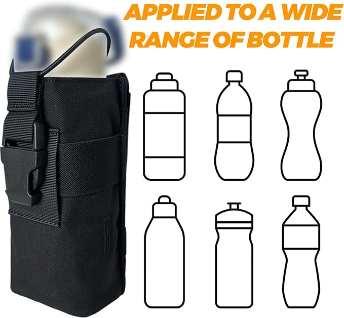 Radio Holster Walkie Talkie Pouch - 500D Nylon Molle System 3mm Bungee Storage Bag for Utility Tactical Belt Accessory Fits Standard Handset