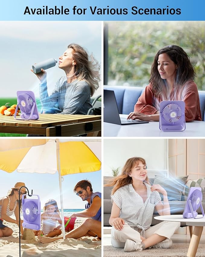 WHATOOK Small Desk Fan Personal Fans: 5000mah 25 Hours Battery Office Quiet Mini Desktop Fan Portable Rechargeable Travel Essentials (Pink, 2000 mAh)