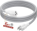 16/3 Braided Extension Cord 6 FT, Braided Extension Cord Flexible & Durable, Indoor 3 Prong Power Cable, Suitable for Home and Office, 13 Amp 1625 Watt 125VAC 16AWG, ETL Listed