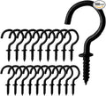 Set of 100 Nickel Plated Metallic Black Cup Hooks Small Hooks, 1/2 Inch Delicate Size, Threaded Ceiling Hooks, Plant Hooks, Kitchen, and More Multi-Purpose in One