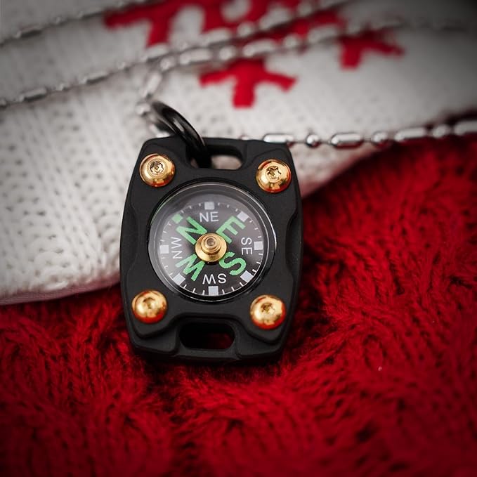 MecArmy Mini Titanium/Brass Compass, Waterproof IPX5 Pocket Compass for Hiking & Survival, Keychain & Necklace Gifts for Men & Women, Ideal Graduation & Outdoor Adventure Present