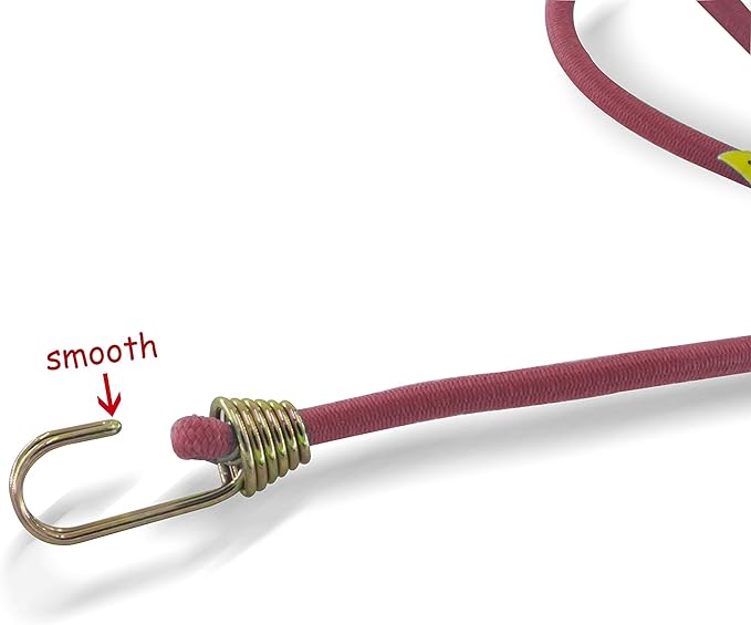 Marcobrothers Multipurpose Mini Bungee Cord with Steel Hook for Tarps, Tents, Camping Accessories and Auto Park Accessories (14 inch X 2, Pink)