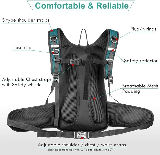 Mothybot Hydration Pack, Insulated Hydration Backpack with 2L BPA Free Water Bladder and Storage, Hiking Backpack for Men, Women, Kids for Running, Cycling, Camping - Keep Liquid Cool up to 5 Hours
