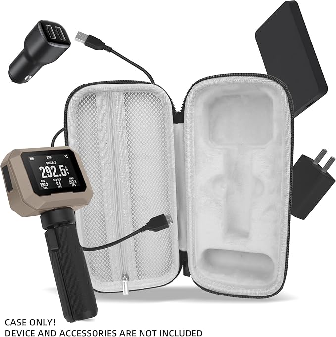 Carrying Case for Garmin Xero C1 Pro Chronograph, Inlaid Organizer with Mesh Pocket for USB Cable, Cleaning Cloth, USB Charging Adapter (Gray, Carrying Case Only)