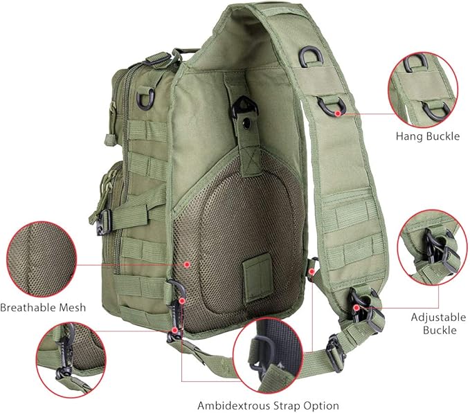 hopopower Tactical Sling Bag, Sport Bag Military Rover Shoulder Backpack EDC Assault Range Bag, Chest Pack Handbag Waterproof