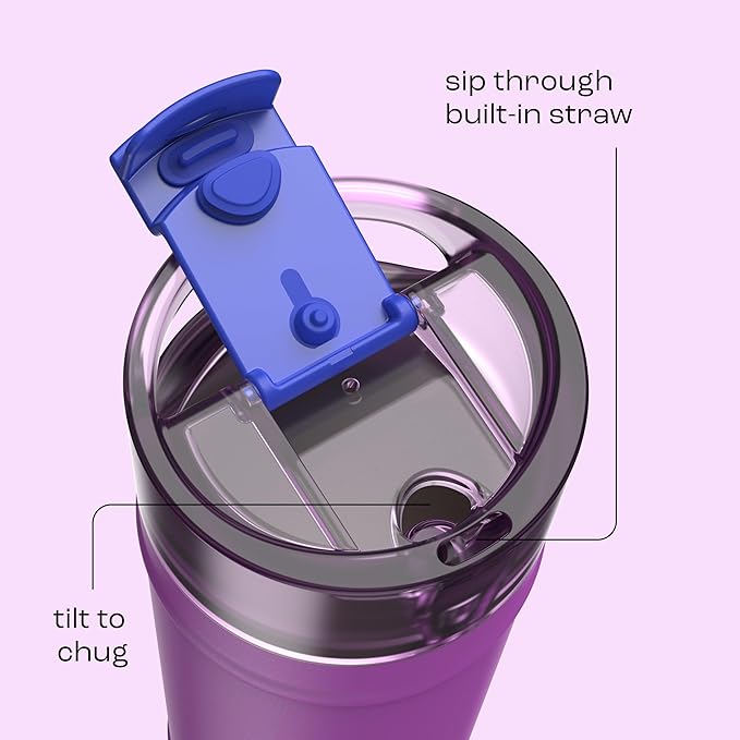 bubba 32 oz Dualsip Insulated Stainless Steel Water Bottle with Straw - Reusable, Leakproof, Lightweight, Dishwasher Safe, Lead-Free and BPA-Free, Moodbooster