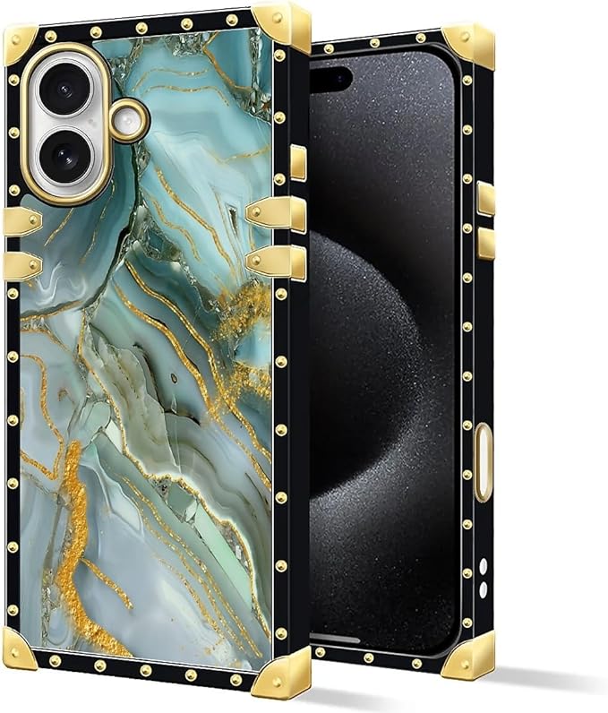 for iPhone 17 Case Luxury Golden Decoration for Girl Women Soft TPU Shockproof Protective Hard PC Back for iPhone 17 Crazy Pattern Golden Texture Marble Veining