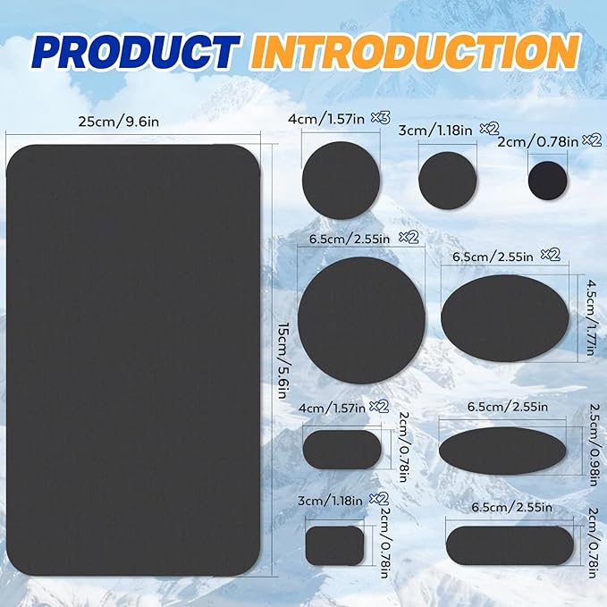 35Pcs Down Jacket Repair Patch Kit Pre-Cut Nylon Patches for Clothes Self-Adhesive Fabric Tape Waterproof Lightweight Outdoor Gear Tenacious Repair Tape for Puffer Jacket Coat Tent Backpack(Charcoal)