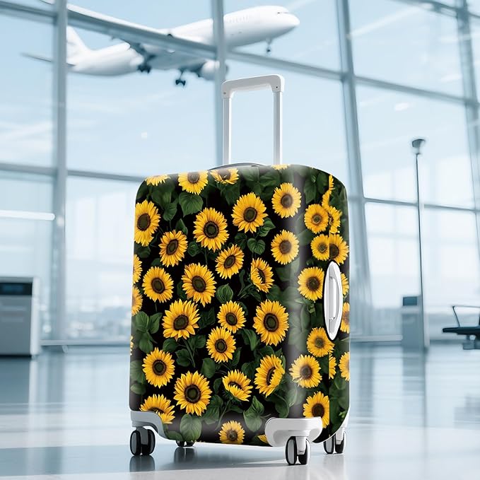 ANNA QUEEN Sunflowers Travel Luggage Cover -Stretchable Airplane Suitcase Protector Sleeve,Universal Washable Fit for 20-22 Inch Checked Baggage,Water Resistant Durable Luggage Protector