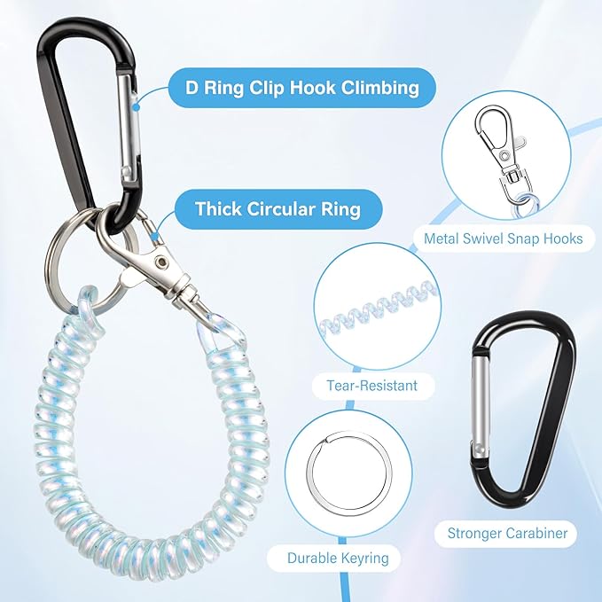 takyu 2PCS Phone Lanyard Tether with 4*Patch and 1*Carabiner for Travel Outdoor Hiking Cycling Climbing Skiing Compatible for iPhone Most Smartphones - White