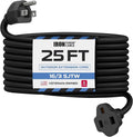 Iron Forge Cable 25 Ft Black Extension Cord, 16/3, 25 Foot Extension Cord, 3 Prong, Weatherproof - Great for Outside Use