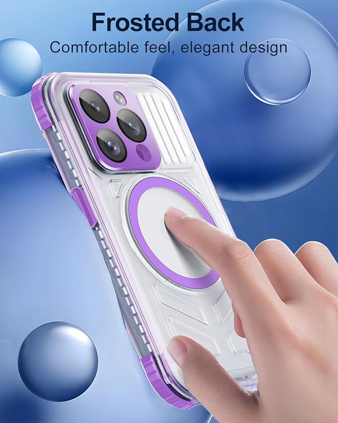 for iPhone 15 Pro Waterproof Case with Magsafe, Built-in [Camera & Screen Protector] [Lanyard], IP68 Water Proof Full Body Dustproof Heavy Duty Frosted Protective Phone Cover, 6.1" Purple