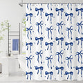 Navy Bow Shower Curtain, Navy and White Modern Aesthetic Bowknot with Polka Dot Cute Girly Bathroom Curtain Waterproof Fabric Machine Washable with Hooks, 36" Wx72 L