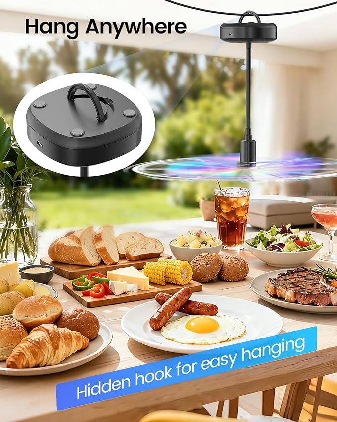 Edvision 4 Pack Food Table Fan, 2000mAh USB Powered Rechargeable Food Fan, Portable Fan with Flexible Goose-Neck and Soft Blades for BBQ, Patio, Party