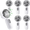 Rossesay 6 Pcs Mini Portable Fan Bulk Cute Handheld Lightweight Small Little Personal Hand Eyelash Fan 3 Speeds USB Rechargeable for Women Men Indoor Outdoor Makeup Travel (White)