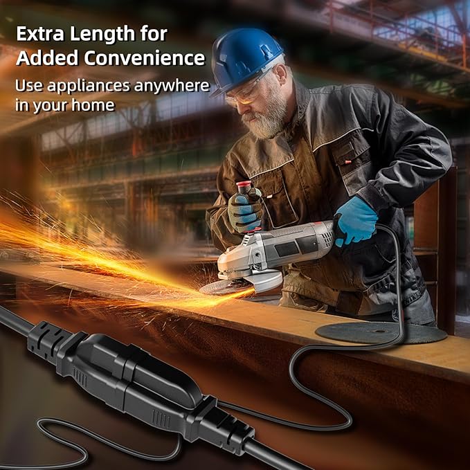 200 FT Outdoor Extension Cord Waterproof, Black, 3-Prong Power Cord, 16 AWG SJTW, 10A 1250W, Grounded, General Purpose Long Extension Cord for Lawn & Garden, ETL Listed