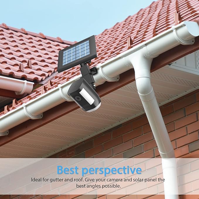 HOLACA 2-in-1 Weatherproof Gutter Mount for Stick Up Cam/Pro Solar Panel, Spotlight Cam Pro Battery and Outdoor Cam Plus Battery Outdoor Mount Accessories for Ring Solar Panel (Black)