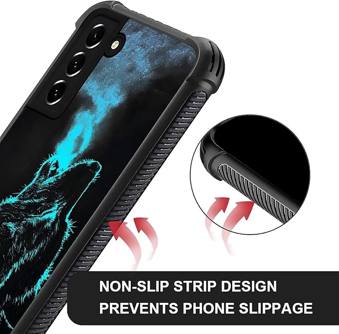 for Samsung Galaxy S22 Plus Case, Blue Breathing Wolf Pattern Graphic Design Girl Boy Soft Silicone Hard Acrylic Shock Protection for Samsung Galaxy S22 Plus