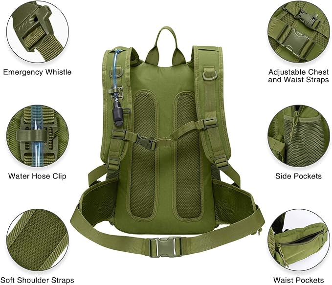 CVLIFE Hydration Backpack with 3L TPU Tactical Water Bladder, 22L Hiking Backpack for Men Women, Heavy Duty Molle Water Backpack with Multiple Compartments for Cycling Running Hunting Camping