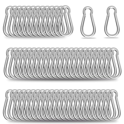 Carabiner, Heavy Duty Galvanized Steel Spring Snap Hook Carabiner Clips with 220LBS Holding Capacity, Ideal for Outdoor, Hammock, Swing and Travel (M5 2Inch, 200PCS)