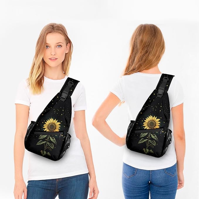 FyLybois Sunflower Sling Bag for Women Lightweight Crossbody Backpack Casual Daypack with Adjustable Strap for Travel Work Hiking Everyday Use