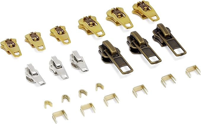 Dritz Clothing Zipper Repair Kit, 22 Count of Assorted Sliders & Stops