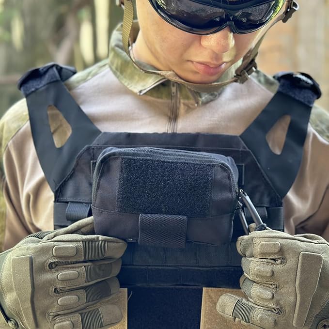 Tactical Molle Admin Pouch Chest Rig Small Molle Chest Pouch Utility MOLLE/Belt Pouch Tactical Vest Pouch Storage Organizer Panel for Tactical Vest 1.75'' Belt Molle Platform