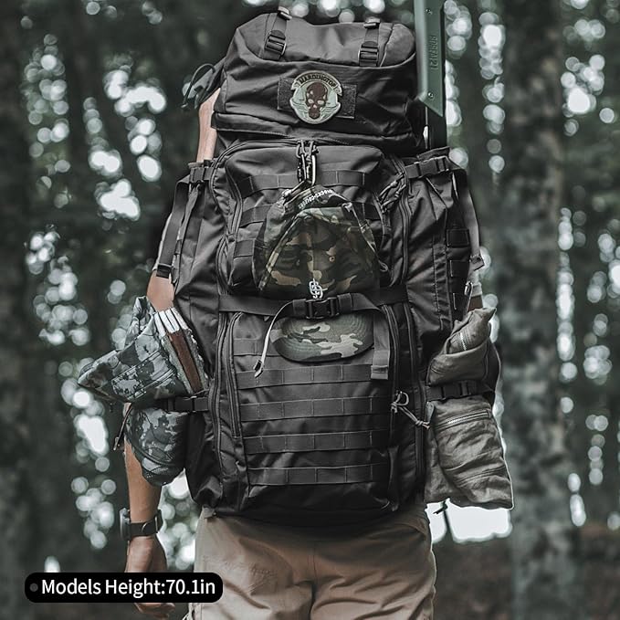Mardingtop 75L Molle Hiking Internal Frame Backpacks with Rain Cover for Camping,Backpacking,Travelling(Black)